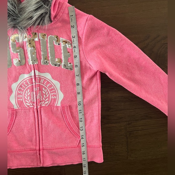 Kids Justice Active Zip Up Sweater with Fuzzy Hood - Picture 4 of 8